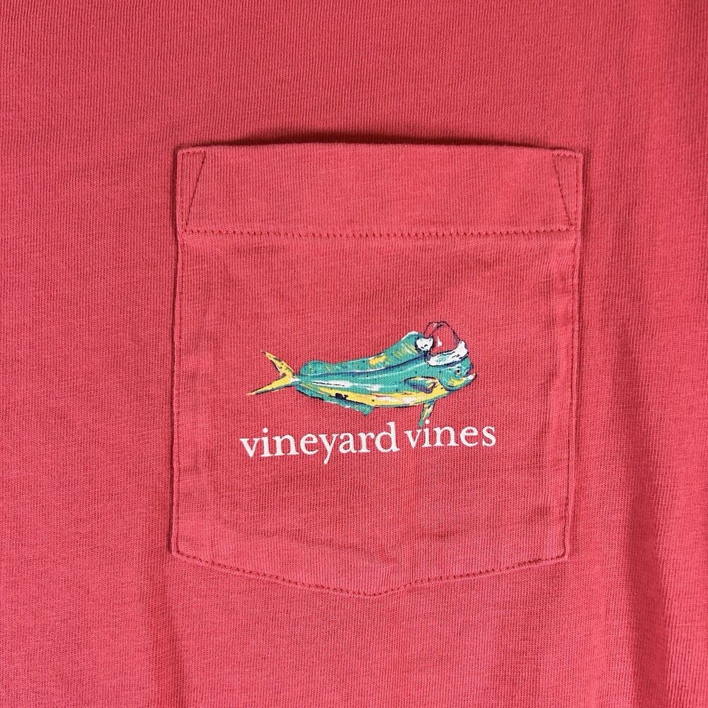Vineyard Vines Shirt Men's Medium Coral Long Sleeve Mahi Christmas Crew Neck — image 5 of 8